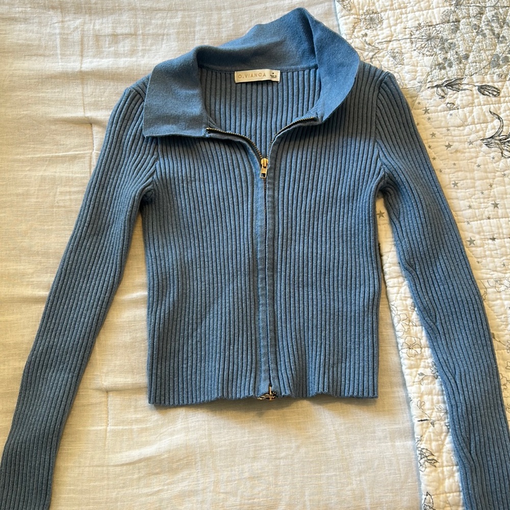 Blue Zip Up Sweater